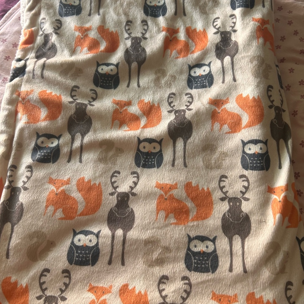 Hudson Baby Woodland Baby Blanket- Cream and Orange
